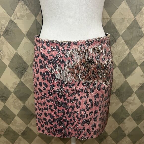 Free People Fp One Skinny Allover Sequin Cheetah Print Mini Skirt NWT - Picture 4 of 8